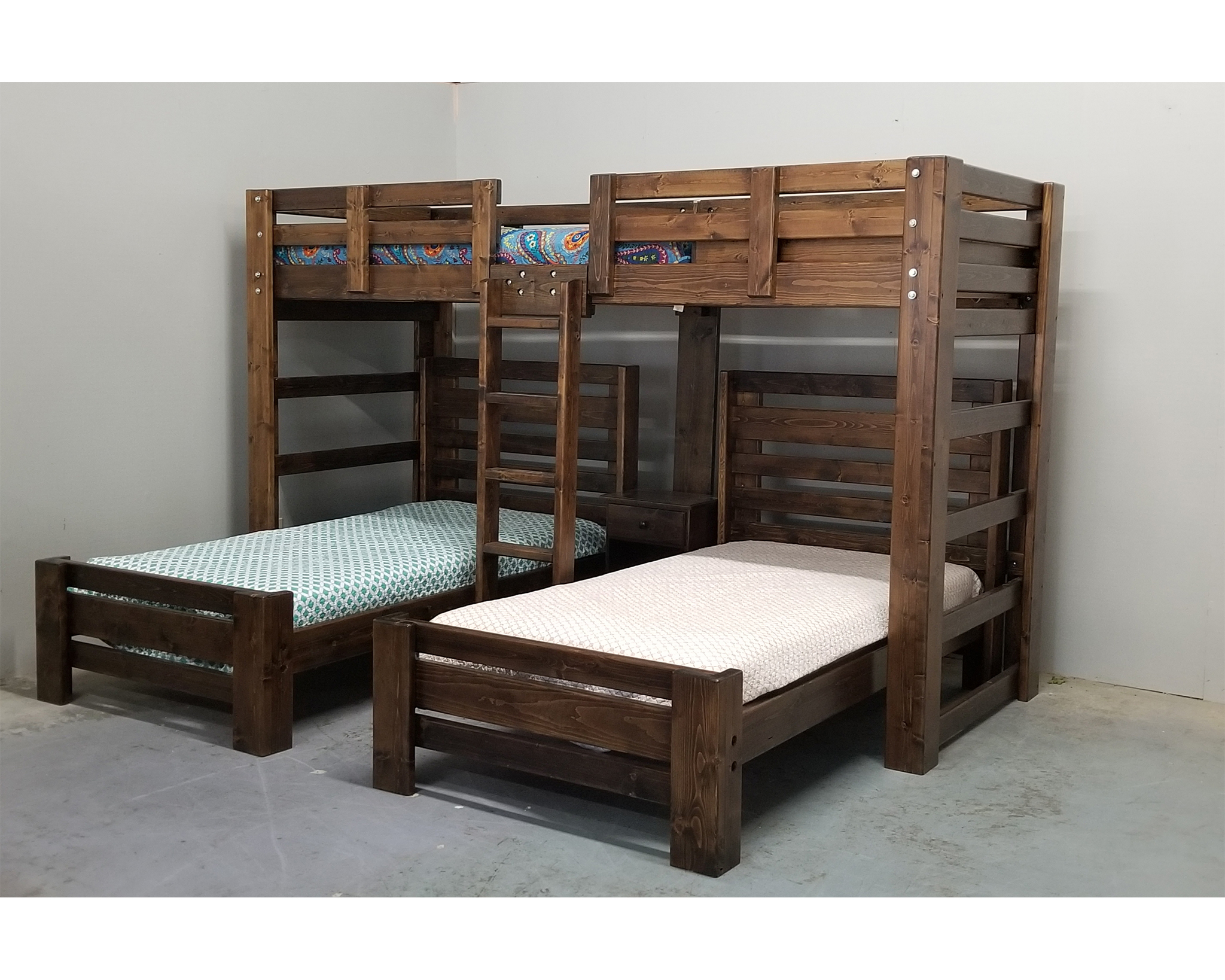 Triple Wall Bunk Bed Durham Bookcase, Twin Wall Bunk Bed